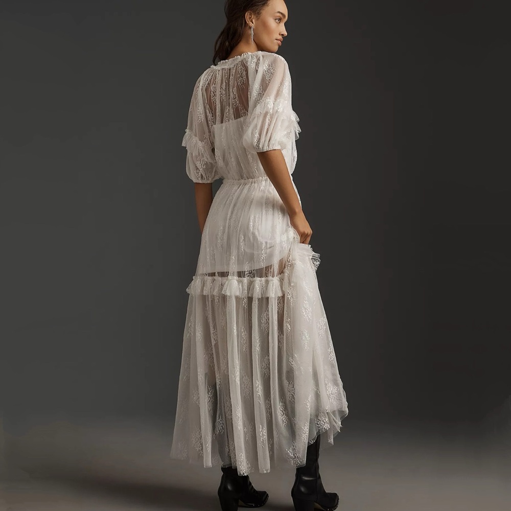 Anthropologie Let Me Be Short-Sleeve Ruffle Maxi Dress - Picture 6 of 8